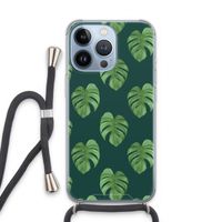 Monstera leaves: iPhone 13 Pro Transparant Hoesje met koord
