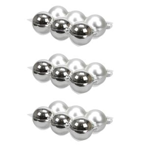 18x stuks glazen kerstballen zilver 8 cm mat/glans