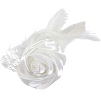 24x Bruiloft/huwelijk corsages wit met roos en veren