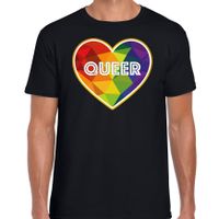 Gay Pride t-shirt met tekst - heren - zwart - queer - LHBTIQ - thumbnail