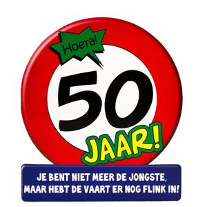 Stopbord wenskaart/verjaardagskaart 50 jaar - 16 x 14 cm - 50 verjaardag - wenskaart