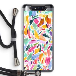 Watercolor Brushstrokes: Samsung Galaxy A80 Transparant Hoesje met koord