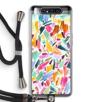 Watercolor Brushstrokes: Samsung Galaxy A80 Transparant Hoesje met koord