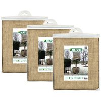 Plantenhoes jute - 3x - H150 x D125 cm - naturel - met trekkoord - anti-vorst beschermhoes