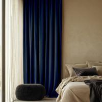 Velvet Gordijnen Verduisterend - Haken of Ringen - Navy maat: 250 x 300 cm - materiaal: Polyether - Dekbed-Discounter.nl
