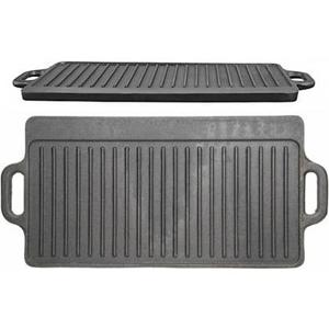 KitchenCraft - Gietijzeren Grillplaat Dubbelzijdig - 45cm x 23cm - Kit