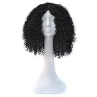 T191006 Europese en Amerikaanse pruik hoofddeksel met korte en kleine krullend haar voor vrouwen (zwart)