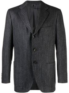 Kiton blazer boutonné à motif de chevrons - Gris