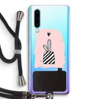 Zwart-wit cactus: Huawei P30 Transparant Hoesje met koord