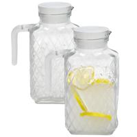 Gerimport schenkkan Sonia - 2x - Limonadekan - Waterkan - Met deksel - 1,5L - glas Gerimport schenkkan Sonia - 2x - Limonadekan - Waterkan - Met deksel - 1,5L - glas