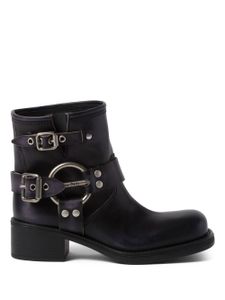 Miu Miu bottines Vintage-Look en cuir - Noir