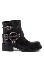 Miu Miu bottines Vintage-Look en cuir - Noir