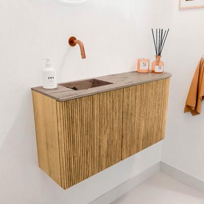 Toiletmeubel Mondiaz Joya Dlux | 81.6 cm | Meubelkleur Oak | Faye wastafel Arena Wasbak Links | Zonder kraangat(en)