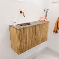 Toiletmeubel Mondiaz Joya Dlux | 81.6 cm | Meubelkleur Oak | Faye wastafel Arena Wasbak Links | Zonder kraangat(en)