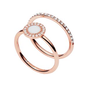 Fossil JF02666791 Infinity-ring Vrouw Roestvrijstaal Roségoud, Wit