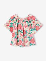 Shirtblouse met vlindermouwen voor meisjes meerkleurig - thumbnail