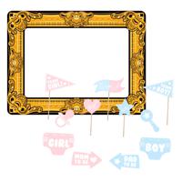 Babyshower foto prop set met frame - 12-delig - opblaasbare fotolijst - photo booth accessoires - thumbnail