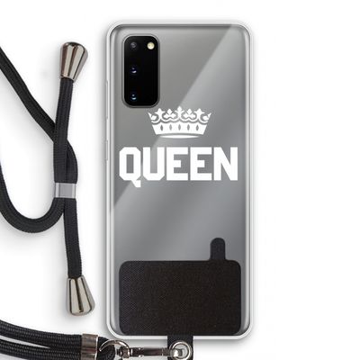 Queen zwart: Samsung Galaxy S20 Transparant Hoesje met koord