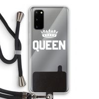 Queen zwart: Samsung Galaxy S20 Transparant Hoesje met koord