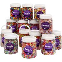Creativ Company Plastic kralen, afm 6-15 mm, gatgrootte 1,5-6 mm, diverse kleuren, 16x700 ml/ 1 doos