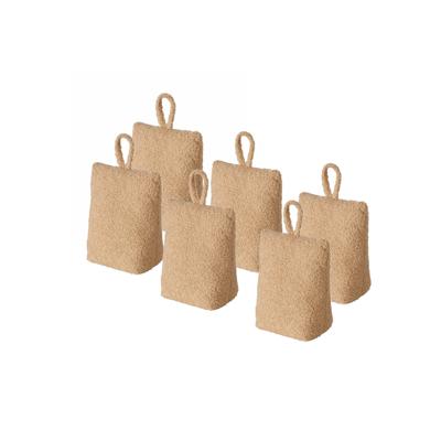 Deurstopper zak - 6x - 1 kilo - licht bruin - pluche/teddy stof - 20 x 10 cm