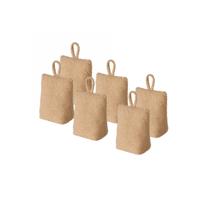 Deurstopper zak - 6x - 1 kilo - licht bruin - pluche/teddy stof - 20 x 10 cm