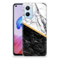 OPPO A96 | OPPO A76 TPU Siliconen Hoesje Marmer Wit Zwart - Origineel Cadeau Man - thumbnail