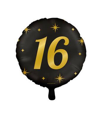 Classy Folieballon 16 Jaar Zwart/Goud (46cm)
