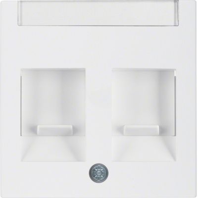 Berker S1 RJ45 inbouwset met draagframe en inzetplaat polarwit mat