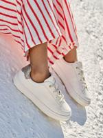 Synthetische baskets voor meisjes wit, bedrukt