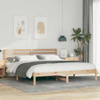 Bedframe met hoofdeinde Bruin 180 x 200 cm Massief grenenhout