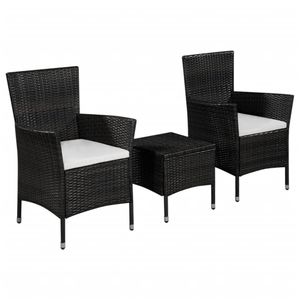 vidaXL 3-delige Bistroset poly rattan zwart