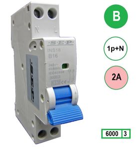 SEP Installatie automaat B02 1polig+n 6kA 18mm breed