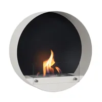 Delaware Wit - Ronde wandhaard op Bio-ethanol | ScandiFlames | Hangende bio-ethanol haard | Wit