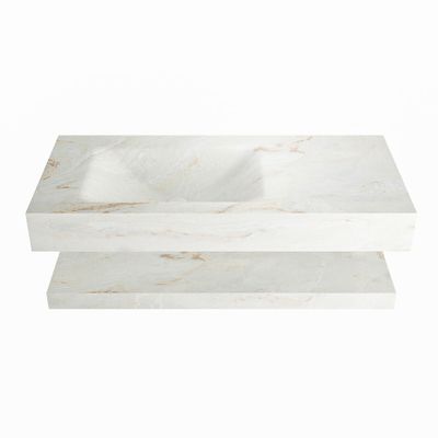 MONDIAZ ALAN-DLUX 100cm planchet Frappe. Vrijhangende wastafel CLOUD links zonder kraangat, kleur Frappe.