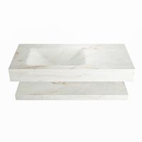 MONDIAZ ALAN-DLUX 100cm planchet Frappe. Vrijhangende wastafel CLOUD links zonder kraangat, kleur Frappe.