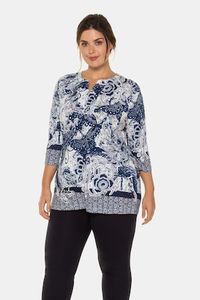 Ulla Popken Shirt, patchdessin, 3/4 mouwen - Grote Maten Ulla Popken Shirt, patchdessin, 3/4 mouwen - Grote Maten