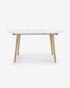 Kave Home Uitschuifbare Ronde Eettafel Oqui, 120 - 200 x 120cm - Wit