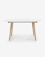 Kave Home Uitschuifbare Ronde Eettafel Oqui, 120 - 200 x 120cm - Wit - thumbnail