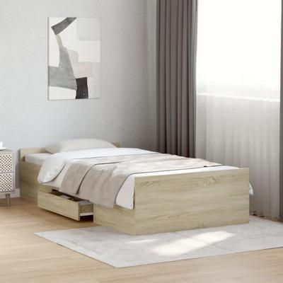 Bedframe met lades bewerkt hout sonoma eikenkleurig 100x200 cm