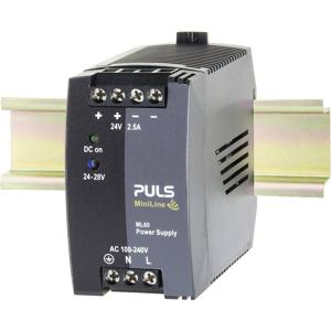 PULS MiniLine ML60.241 DIN-rail netvoeding 24 V/DC 2.5 A 60 W Aantal uitgangen: 1 x Inhoud: 1 stuk(s)