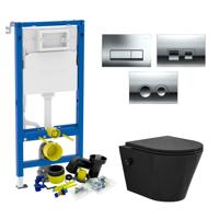 Geberit up100 Toiletset Bidesta | Rimless | Met Bidetkraan | Mat Zwart | Delta Drukplaat