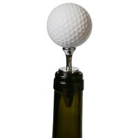 Golf + Tee vorm rode wijnfles Stopper maat: 10 x 4 2 cm (zilver)