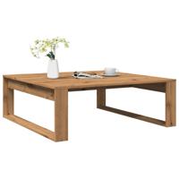Salontafel 100x100x35 cm bewerkt hout artisanaal eikenkleurig