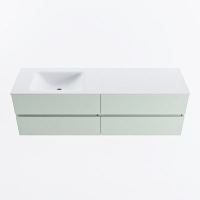 MONDIAZ VICA 160cm badmeubel onderkast Greey 4 lades. Wastafel CLOUD links 1 kraangat, kleur Talc.