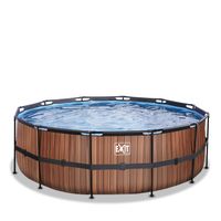 EXIT Wood zwembad - 427 x 122 cm - met zandfilterpomp en trap - thumbnail