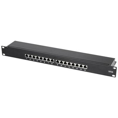 LogiLink NP0076 16 poorten Patchpaneel 483 mm (19) CAT 6A 1 HE Zwart
