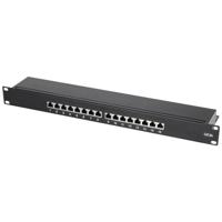 LogiLink NP0076 16 poorten Patchpaneel 483 mm (19) CAT 6A 1 HE Zwart