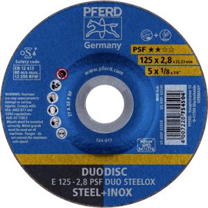 PFERD 62012620 E 125-2,8 PSF DUO STEELOX Afbraamschijf gebogen Diameter 125 mm Boordiameter 22.23 mm RVS, Staal, IJzerslag 10 stuk(s)