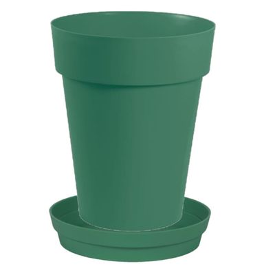 Bloempot Toscane kunststof donkergroen D44 x H53 cm inclusief onderschaal D35 cm